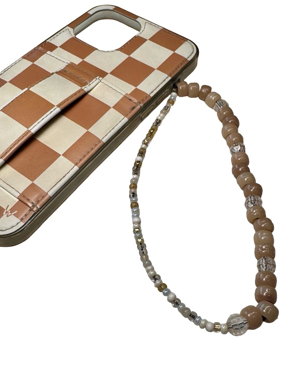 🥥🤎 Beaded Phone Phone Wrist Strap in Beige and Cream - IPhone accessories 🤎🥥